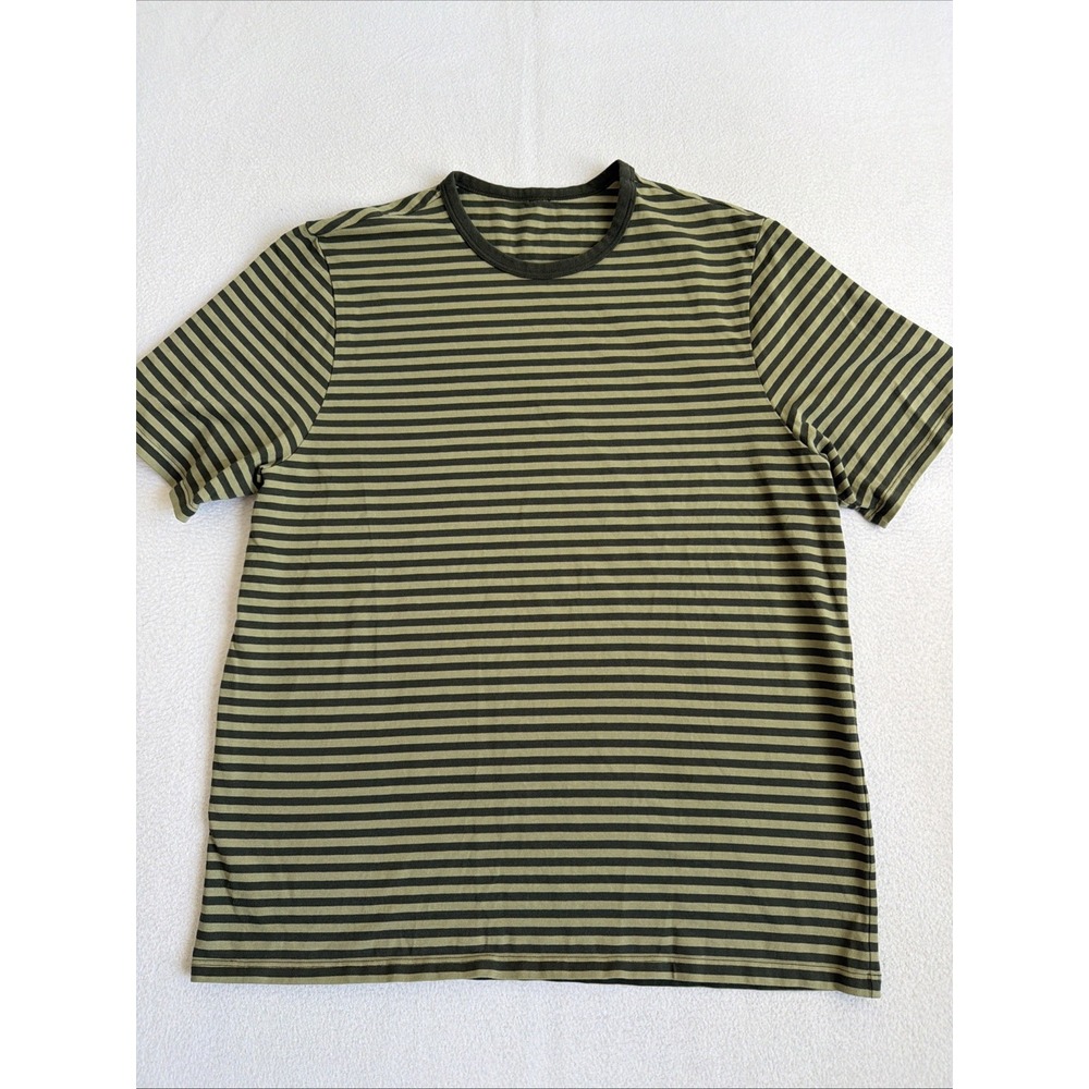 Lululemon Green Striped T-Shirt Crew Neck Short Sleeve Men's Size Med